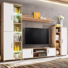vidaXL sonoma tölgy/fehér színű fali TV-szekrény LED-fényekkel bútor
