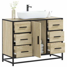 vidaXL sonoma tölgy szerelt fa fürdőszobai mosdószekrény 80x33x60 cm fürdőszoba bútor