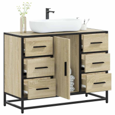 vidaXL sonoma tölgy szerelt fa fürdőszobai mosdószekrény 80x33x60 cm fürdőszoba bútor