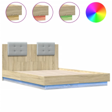 vidaXL sonoma tölgy színű ágykeret fejtámlával és LED-ekkel 120x190 cm (3210054) ágy és ágykellék