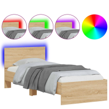 vidaXL sonoma tölgy színű ágykeret fejtámlával és LED-ekkel 90x190 cm (838836) ágy és ágykellék