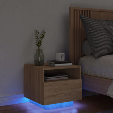 vidaXL sonoma tölgy színű éjjeliszekrény LED-ekkel 40 x 39 x 37 cm bútor