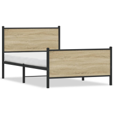 vidaXL sonoma tölgy színű fém ágykeret fej- és lábtámlával 107 x 203cm ágy és ágykellék