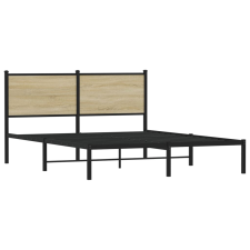 vidaXL sonoma tölgy színű fém ágykeret fejtámlával 137 x 190 cm (4007715) ágy és ágykellék