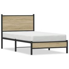 vidaXL sonoma tölgy színű fém ágykeret fejtámlával 80 x 200 cm ágy és ágykellék