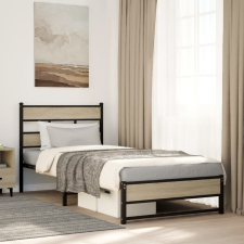 vidaXL sonoma tölgy színű fém ágykeret matrac nélkül 100 x 200 cm ágy és ágykellék