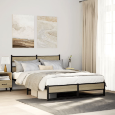 vidaXL sonoma tölgy színű fém ágykeret matrac nélkül 140 x 200 cm ágy és ágykellék