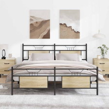vidaXL sonoma tölgy színű fém ágykeret matrac nélkül 180 x 200 cm ágy és ágykellék