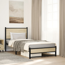 vidaXL sonoma tölgy színű fém ágykeret matrac nélkül 90 x 200 cm ágy és ágykellék
