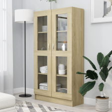 vidaXL sonoma-tölgy színű forgácslap vitrinszekrény 82,5x30,5x150 cm bútor