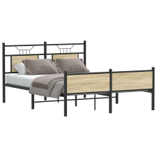 vidaXL sonoma tölgy színű szerelt fa ágykeret matrac nélkül 137x190 cm ágy és ágykellék