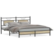 vidaXL sonoma tölgy színű szerelt fa ágykeret matrac nélkül 183x203 cm (4106948) ágy és ágykellék