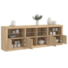 vidaXL sonoma tölgy színű tálalószekrény LED-ekkel 202x37x67 cm bútor