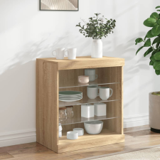 vidaXL sonoma tölgy színű tálalószekrény LED-világítással 60,5x37x67cm bútor