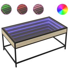 vidaXL sonoma tölgy végtelen hatású LED-es dohányzóasztal 90x50x41 cm (847688) bútor