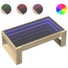 vidaXL sonoma tölgy végtelen hatású LED-es dohányzóasztal 90x53x30 cm (847639) bútor