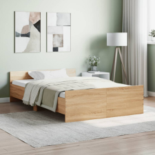 vidaXL sonoma-tölgyszínű ágykeret fej- és lábtámlával 120 x 190 cm ágy és ágykellék