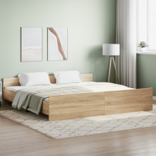vidaXL sonoma-tölgyszínű ágykeret fej- és lábtámlával 200 x 200 cm ágy és ágykellék