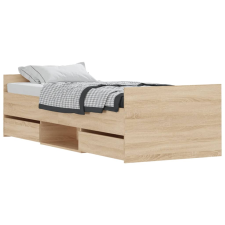 vidaXL sonoma-tölgyszínű ágykeret fej- és lábtámlával 75 x 190 cm (3203819) ágy és ágykellék
