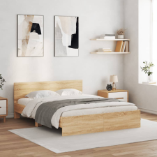 vidaXL sonoma-tölgyszínű ágykeret fejtámlával 150 x 200 cm ágy és ágykellék