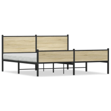vidaXL sonoma tölgyszínű fém ágykeret matrac nélkül 160 x 200 cm ágy és ágykellék
