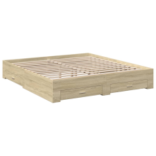 vidaXL sonoma tölgyszínű szerelt fa ágykeret 200 x 200 cm (3280358) ágy és ágykellék