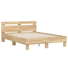 vidaXL sonoma-tölgyszínű szerelt fa ágykeret fejtámlával 135 x 190 cm (3207443) ágy és ágykellék