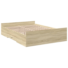 vidaXL sonoma-tölgyszínű szerelt fa ágykeret fiókokkal 135 x 190 cm (3280316) ágy és ágykellék