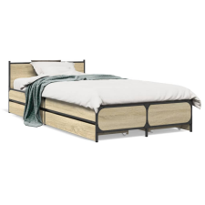 vidaXL sonoma-tölgyszínű szerelt fa ágykeret fiókokkal 75x 190 cm ágy és ágykellék