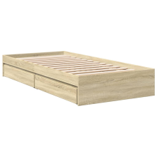 vidaXL sonoma-tölgyszínű szerelt fa ágykeret fiókokkal 75x 190 cm ágy és ágykellék