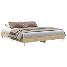 vidaXL sonoma tölgyszínű szerelt fa ágykeret matrac nélkül 200x200 cm (3328701) ágy és ágykellék