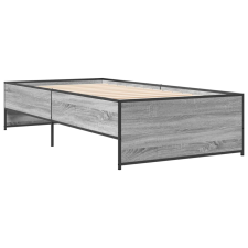 vidaXL sonoma tölgyszínű szerelt fa és fém ágykeret 100 x 200 cm (845239) ágy és ágykellék