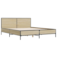 vidaXL sonoma tölgyszínű szerelt fa és fém ágykeret 120 x 190 cm ágy és ágykellék
