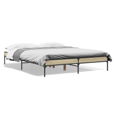 vidaXL sonoma tölgyszínű szerelt fa és fém ágykeret 140 x 200 cm ágy és ágykellék