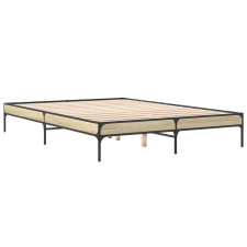 vidaXL sonoma tölgyszínű szerelt fa és fém ágykeret 140 x 200 cm (845017) ágy és ágykellék