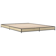 vidaXL sonoma tölgyszínű szerelt fa és fém ágykeret 150 x 200 cm (845142) ágy és ágykellék