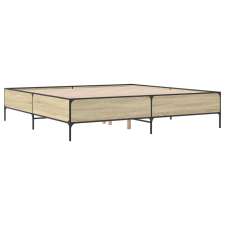 vidaXL sonoma tölgyszínű szerelt fa és fém ágykeret 180 x 200 cm (3279783) ágy és ágykellék