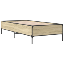 vidaXL sonoma tölgyszínű szerelt fa és fém ágykeret 90 x 190 cm (844987) ágy és ágykellék