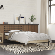 vidaXL sonoma tölgyszínű szerelt fa és fém ágykeret 90 x 200 cm ágy és ágykellék
