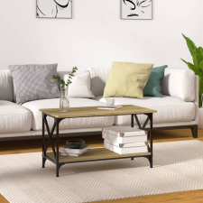 vidaXL sonoma-tölgyszínű szerelt fa és vas dohányzóasztal 80x45x45 cm bútor