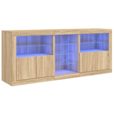 vidaXL sonoma-tölgyszínű tálalószekrény LED-világítással 181,5x37x67cm (3209039) bútor