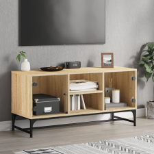 vidaXL sonoma-tölgyszínű TV-szekrény üvegajtókkal 102 x 37 x 50 cm bútor