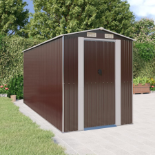 vidaXL Sötétbarna horganyzott acél kerti fészer 192 x 440 x 223 cm kerti tárolás