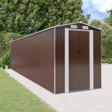vidaXL Sötétbarna horganyzott acél kerti fészer 192 x 772 x 223 cm kerti tárolás