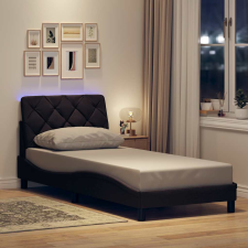 vidaXL sötétbarna szövet ágykeret LED-ekkel matrac nélkül 90x200 cm ágy és ágykellék