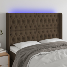 vidaXL sötétbarna szövet LED-es fejtámla 163x16x118/128 cm ágy és ágykellék