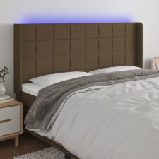 vidaXL sötétbarna szövet LED-es fejtámla 183x16x118/128 cm ágy és ágykellék