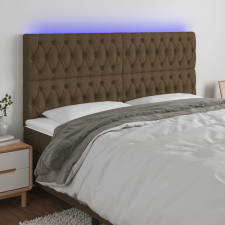 vidaXL sötétbarna szövet LED-es fejtámla 200x7x118/128 cm ágy és ágykellék