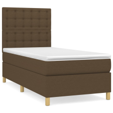 vidaXL sötétbarna szövet rugós ágy matraccal 100 x 200 cm (3142636) ágy és ágykellék