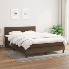 vidaXL sötétbarna szövet rugós ágy matraccal 140 x 190 cm ágy és ágykellék